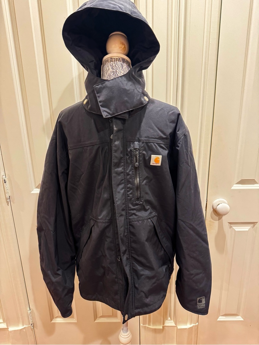 Carhartt Men’s Black Storm Defender Shoreline Waterproof Jacket Sz. L Outdoors